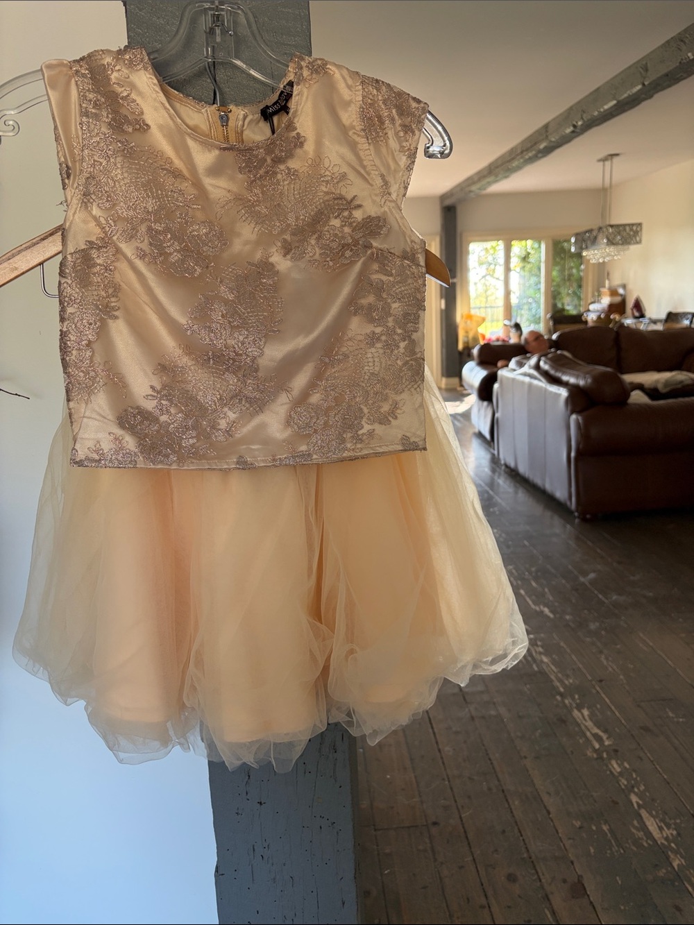 Girls' Champagne Lace & Tulle 2peace set skirt and a top by miss behave